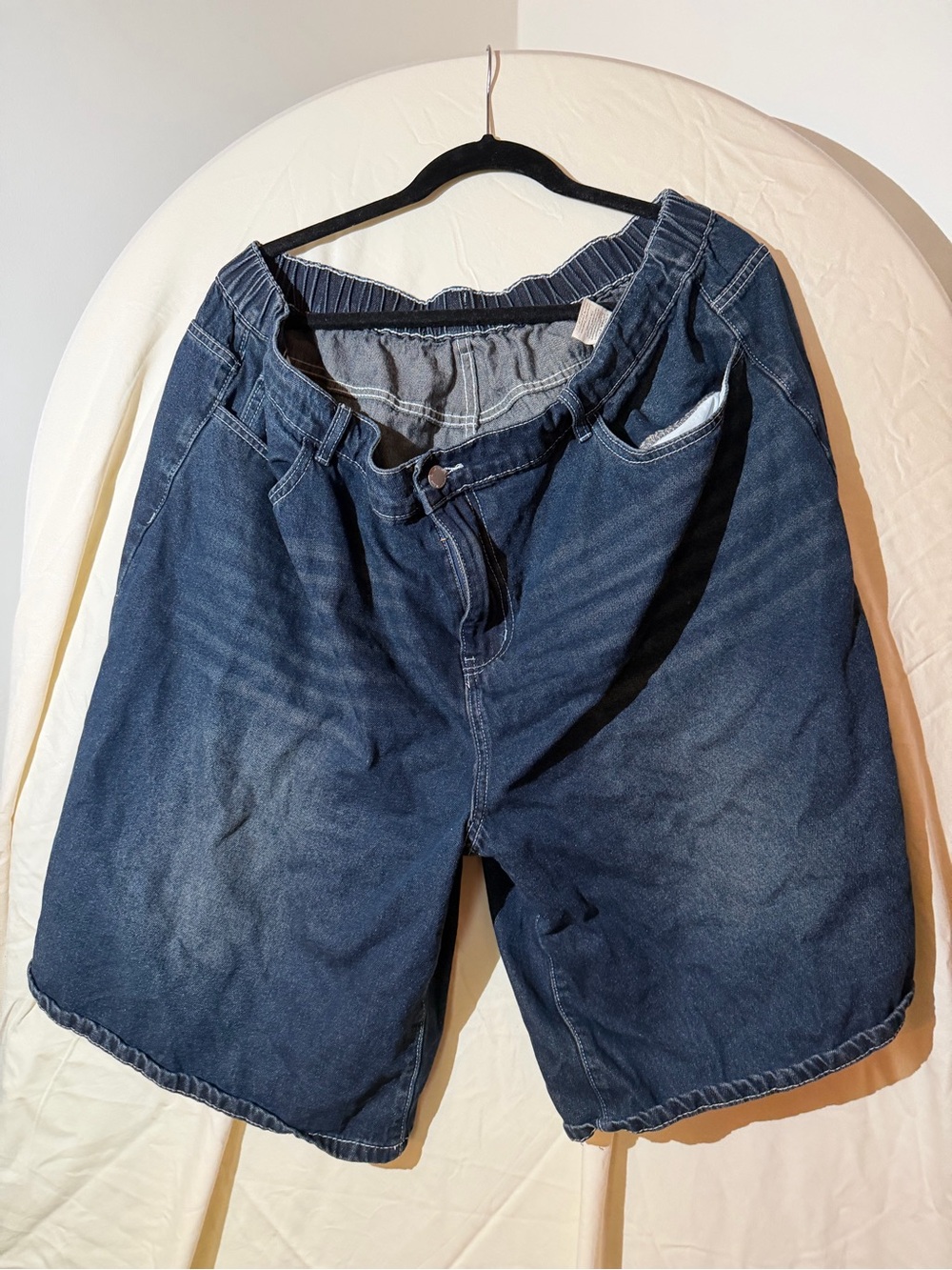 jorts Elastic-Waist Denim Shorts - Navy Blue